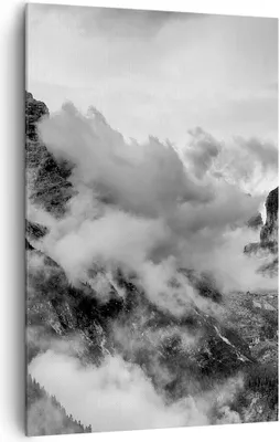 Produktbild von Bild auf Leinwand - Leinwandbild - Einteilig - Berge Nebel Gipfel - 80x120cm - Wand Bild - Wanddeko - Wandbilder - Leinwanddruck - Wanddekoration - Leinwand bilder - Wandbild - PA80x120-3664