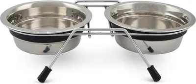 Immagine prodotto di Beeztees doppia ciotola Lumara in acciaio inox grigio, dimensioni: 380 ml