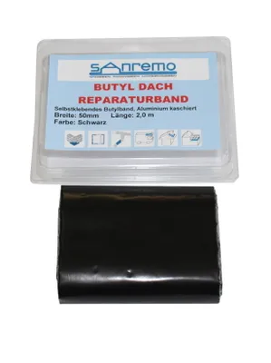 Obrázek produktu pro Sanremo DACH opravná páska na okapy samolepicí hliníková butylová páska černá 50 mm x 2 m