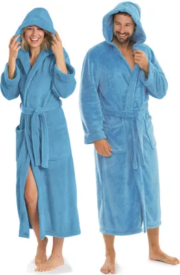 Produktbild von Malibu Bademantel XXXL hellblau Mikrofaser 280g/m² Kapuze
