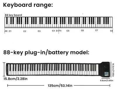 Obrázek produktu pro Klávesy, 88 kláves, přenosný a skládací design, 88 kláves