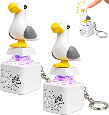 Productafbeelding van Meeuwensleutelhanger - Set van 2 - Sleutelhangers met meeuwengeluid