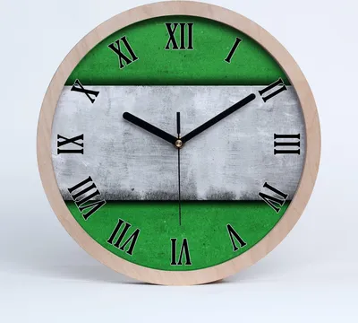 Produktbild von Holzuhr 25fi cm wanduhr - schwarze Spitzen - grüne Wand
