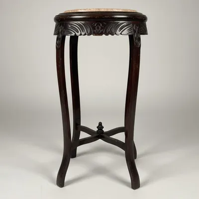 Produktbild von Casa Padrino Barock Blumensäule Dunkelbraun Ø 40 x H. 73 cm - Beistelltisch mit Marmorplatte