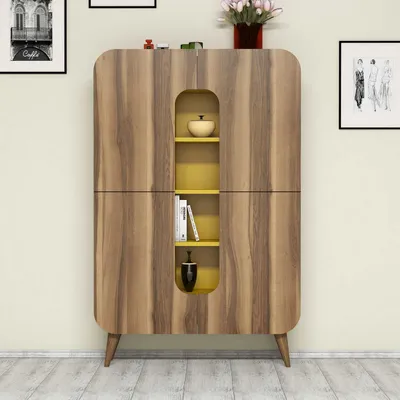 Produktbild von Skye Decor, Mine- Mine HCT, Nussbaumfarbe,,Gelb, Schuhschränke, 144x93x31,8 cm, 100% Melaminbeschichtete Partikelplatte