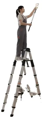 Productafbeelding van Telescopische ladder, lichtgewicht aluminium, draagvermogen 170 kg, legergroen