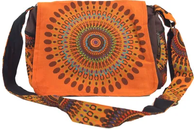 Produktbild von Schultertasche, Hippie Tasche, Goa Tasche - Orange, Uni - Erwachsene, Baumwolle, 23*28*20 cm, Alternative Umhängetasche, Handtasche aus Stoff
