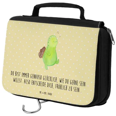 Produktbild von Mr. & Mrs. Panda badtasche Schildkröte Pfeifen - Gelb Pastell - Geschenk, Make-Up Tasche, Necessaire, Fröhlich, Kosmetiktasche, Kulturtasche, Trennung, Kulturbeutel