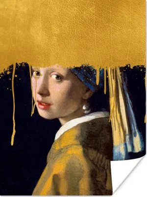 Produktbild von MuchoWow® Poster Mädchen mit einem Perlenohrring - Gold - Vermeer 60x80 cm - Schlafzimmer Dekoration