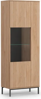Produktbild von Vitrinenschrank QUERTY QT-07 Vitrine Regalschrank Standvitrine Schrank Wohnzimmer Push-to-Open Grifflos Modern (Hikora)