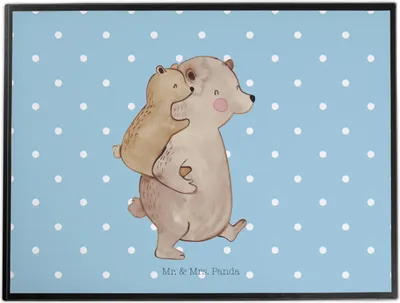 Produktbild von Mr. & Mrs. Panda Schreibunterlage Papa Bär - Blau Pastell - Geschenk, malunterlagen, Schwester, schreibtischunterlage, Vatertag, schreibtischunterlagen, Geburtstag, Vater