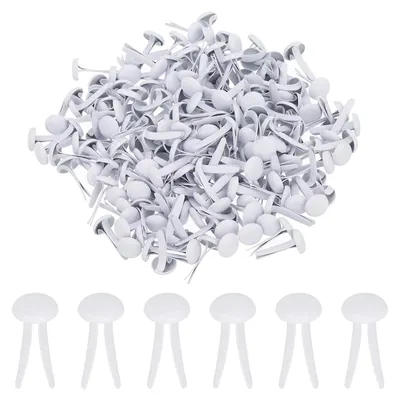 Productafbeelding van Voorbeeldverpakking klemmen - 200 stuks - Ronde klemmen voor knutselwerk en papier - 8 x 15 mm - Wit