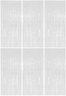Produktbild von 6x Lametta Vorhang - weiß - 91x244 cm