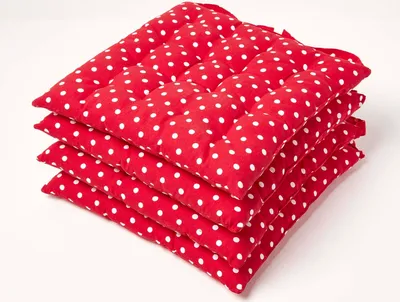 Produktbild von HOMESCAPES Gepunktetes Sitzkissen, 100% Baumwolle, rot, 4er-Set
