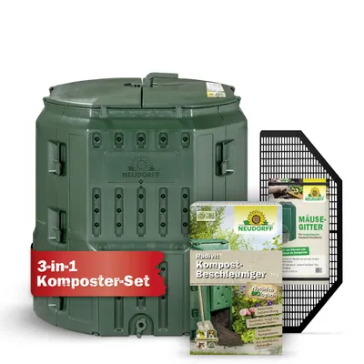 Produktbild von Neudorff Duo Thermokomposter mit Radivit + Mäusegitter hochwertig, stabil, wärmedämmernd, wetterfest 530l