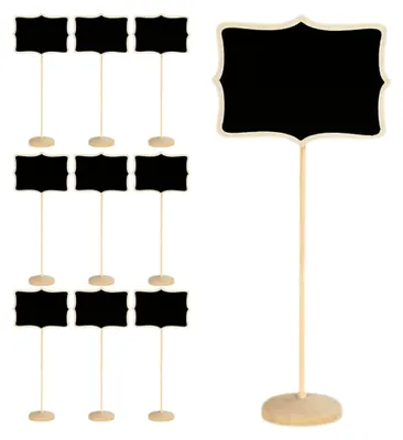 Produktbild von 10 kleine wiederbeschreibbare Tafelschilder mit Kreide in Schwarz für Buffet, Party und Hoteldekoration