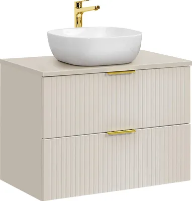 Produktbild von Badezimmerschrank 80 Cm Mit Arbeitsplatte Und Aufsatzwaschbecken, Kaschmir Matt