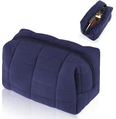 Immagine prodotto di Ibenzoa® Elegante borsa da toilette in morbido poliestere con motivo a rombi, ideale per trucchi e articoli da viaggio. Dimensioni: 16 x 10 x 9 cm