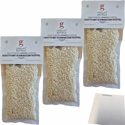 Produktbild von Gisellas Bottega Risotto mit schwarzem Trüffel 3er Pack (3x200g Packung) + usy Block