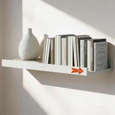 Obrázok produktu pre Nástenná polica z dreva, 30 x 15 cm, borovica, biela