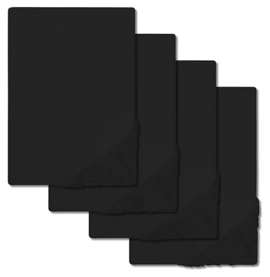 Immagine prodotto di set di 4CloudComfort Basic lenzuola elastiche in jersey nero 140 x 190 - 160 x 200 cm (4 pezzi)