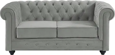 Produktbild von Sofa 2-Sitzer - Samt - Hellgrau - CHESTERFIELD