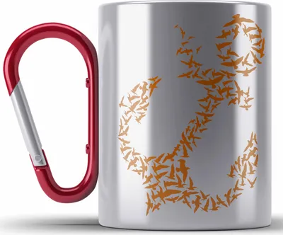 Produktbild von Trendation - Edelstahl Tasse Karabiner für Segler Geschenke Männer Edelstahl Tasse Karabiner Geschenkideen Zubehör Gadgeds Segeln Lustig Anker Grafik Kapitän (Rot)