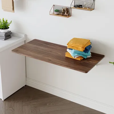 Produktbild von Wandklapptisch weiß klappbarer Schreibtisch aus MDF für Waschküche platzsparender Wandtisch klappbare Arbeitsplatte für Garage Küche Home Office