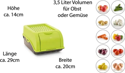 Produktbild von Novaliv 3x Klein 3,5 L Knoblauch Zwiebel Aufbewahrung grün Behälter Zwiebeldose Knoblauchdose Gefäß