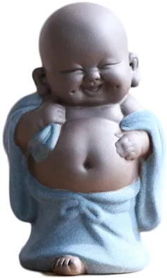 Zdjęcie produktu dla Ceramiczna figurka Buddy, mała figurka, niebieska, do biura lub domu