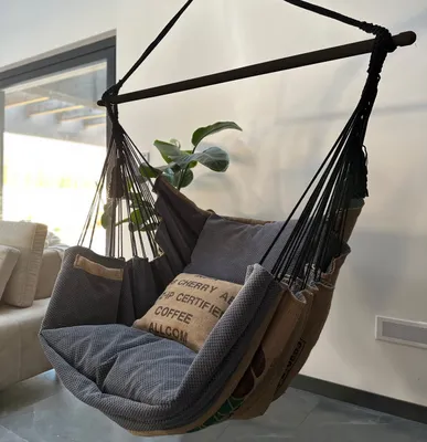 Produktbild von Izabell Hängesessel Hängematte Hängekorb Sessel Großen Kissen Indoor - Outdoor COFFEE Swing XXL