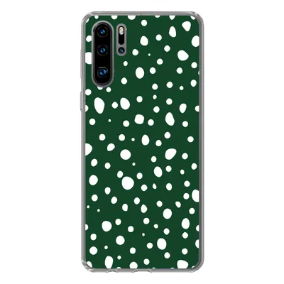 Produktbild von MuchoWow® Handyhülle Schutzhülle Hülle für Huawei P30 Pro Polka dots - Weiß - Grün Silikon Softcase Handy Hülle - Schutzdeckel