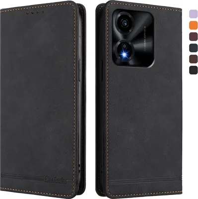 Produktbild von Hülle für Honor X5c/Honor X5c Plus, Retro Kunstleder Ständer Klapphülle mit Kartenfächer und Magnetische Schwarz
