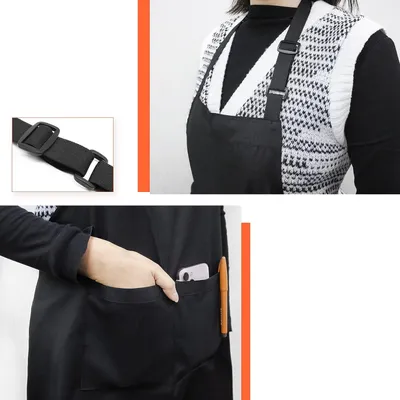 Produktbild von Übergröße Kochschürze,Unisex Schürze zum Kochen, Grillen, Arbeiten, Professionelle Schürze für Kellner, Künstler, Friseur,(Schwarz)