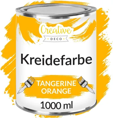 Produktbild von Creative Deco Mandarin Orange Kreide-Farbe | 1000 ml-Dose | Kreidefarbe perfekt für Landhaus-Stil, Vintage-Stil, Decoupage, Möbel-Renovierung | Matt & abwaschbar | Wisch-Effekt und Gradient-Effekt möglich