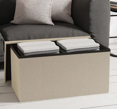 Produktbild von VCM Stoff Sitzbank | Maße ca. H. 38 x B. 76 x T. 38 cm | Kiste für flexiblen Einsatz in allen Wohnräumen | Aufbewahrungsbox | Sitztruhe - Boxas