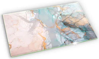 Produktbild von Glas Grabkerzen Untersetzer Motiv Gummifüße - 52x30 cm - Marmorabstraktion