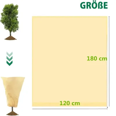 Image de Protection des plantes - Couverture d'hiver pour plantes - Tissu non tissé pour jardin - 120 x 180 cm - Fermeture éclair - Cordon de serrage - Adapté aux oliviers et aux palmiers
