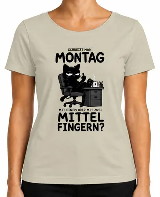Productafbeelding van "Maandag" met één of twee opdrukken, sarcastisch dames T-shirt, natuur, maat XL