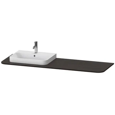 Produktbild von Duravit Happy D.2 Plus Konsole mit einem Ausschnitt links 160 x 55 cm Nussbaum gebürstet ohne Waschtisch HP031HL6969