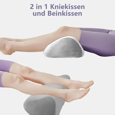 Produktbild von Ergonomie Kniekissen für Schlafen, Klein Venenkissen Beinhochlagerungskissen, Memory-Schaum Lagerungskissen für Knie und Beine 50 * 30 * 14.5 cm (Hellgrau)