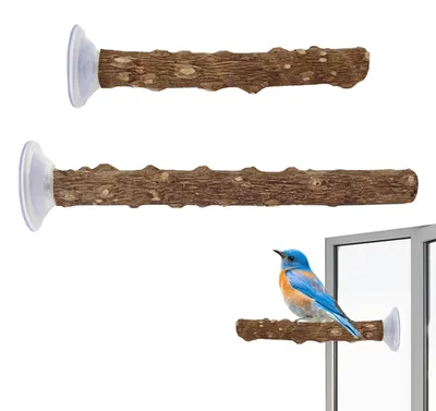 Imagen del producto de Juego de 2 perchas de madera natural para aves