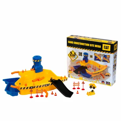 Immagine prodotto di Theo Klein Cat Sandbaustelle Mega, Bagger, Kipper, Radlader, Sandspielzeug, Kinder Spielzeug, 3248