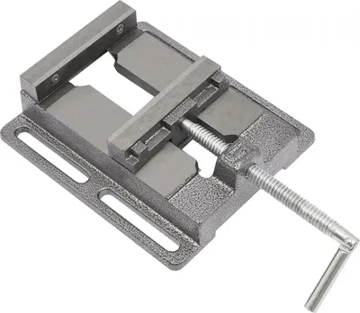 Produktbild von Bohrmaschinen-Schraubstock - Maschinenschraubstock - Spannweite 12,5 cm - Backenbreite 12,2 cm - Backenhöhe 2,1 cm - Montageschlitzabstand 15 cm - Schwarz