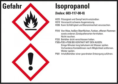 Produktbild von Dreifke® Aufkleber I Gefahrstoffetikett Isopropanol, GefStoffV/GHS/CLP, Folie...