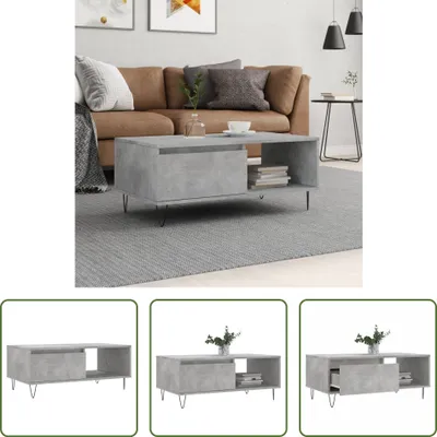 Produktbild von The Living Store Couchtisch Betongrau 90x50x36,5 cm Holzwerkstoff