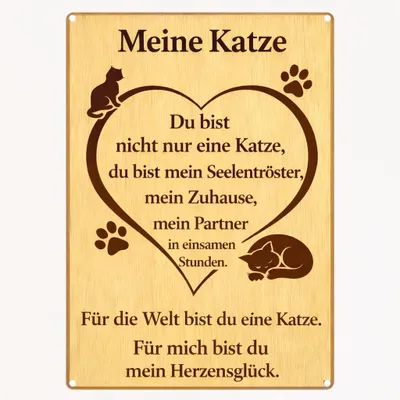 Produktbild von Blechschild 20x30cm Meine Katze Spruch Herz Motiv Metallschild Katzen Deko Wanddeko Geschenk für Katzenliebhaber AstraDesign