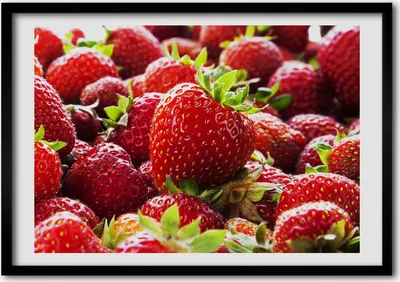 Produktbild von Bild - Bilderrahmen - 100 cm x 70 cm - MDF - Rahmen - Foto - Wandkunst Erdbeeren
