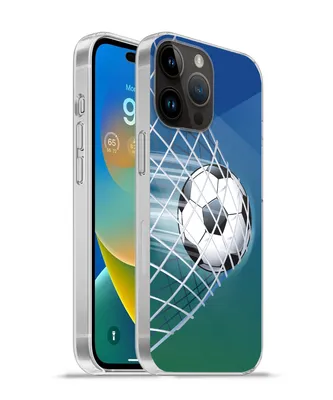 Produktbild von MuchoWow® Handyhülle Schutzhülle Hülle für Apple iPhone 14 Pro - Softcase Eine Illustration eines Fußballs im Netz - Jungen - Mädchen - Kinder Silikon Softcase Handy Hülle - Umschlag