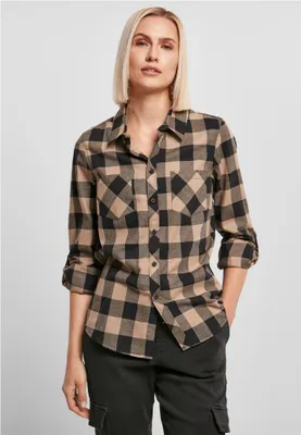 Zdjęcie produktu dla Urban Classics Ladies - FLANELL Hemd schwarz / taupe - M
